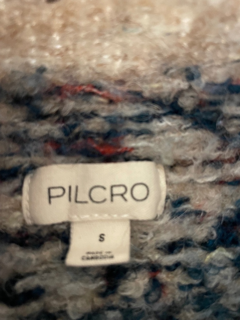 Pilcro Beige and Teal Patterned Crewneck Sweater -SMALL - Picture 5 of 9